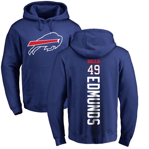 Men NFL Buffalo Bills #49 Tremaine Edmunds Royal Blue Backer Pullover Hoodie Sweatshirt->nfl t-shirts->Sports Accessory